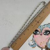 Upcycled Pink LV Trunks & Bags Charm on White Gold-Filled Paperclip Chain Necklace (SILVER!)