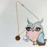 Upcycled Small Brown LV Trunks & Bags Necklace with GF Paperclip Chain
