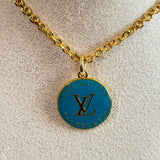 Upcycled Small Turquoise LV Trunks & Bags Necklace