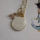 Large White LV Trunks & Bags Pendant with charms on GF Paperclip Chain Necklace