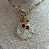 Large White LV Trunks & Bags Pendant with charms on GF Paperclip Chain Necklace