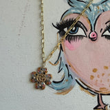 Upcycled Gucci Multicolored Clover Charm Necklace with Paperclip Chain