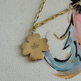 Upcycled Gucci Multicolored Clover Charm Necklace with Paperclip Chain