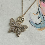 Upcycled Gucci Butterfly Charm Necklace