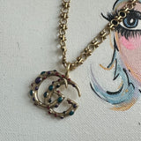 Upcycled Multicolored Gucci CC Charm Necklace
