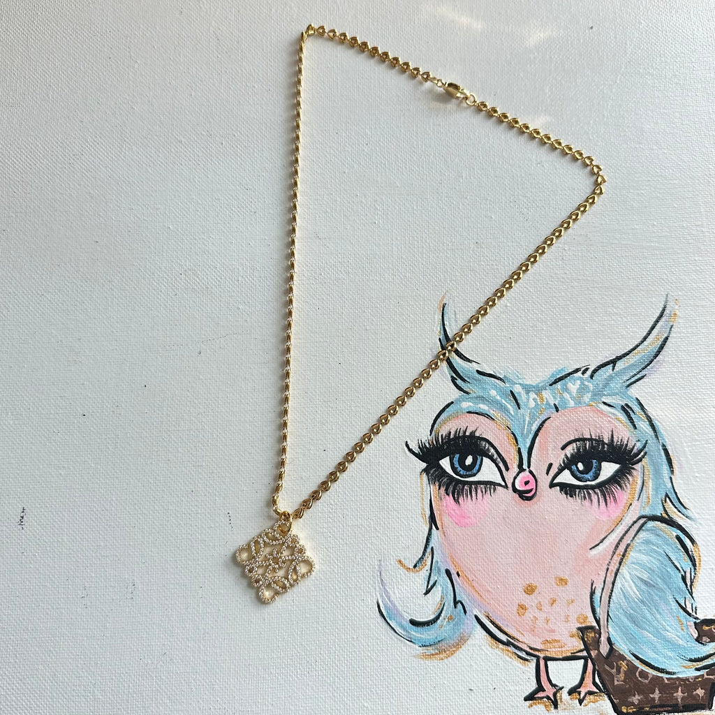 Upcycled Loewe Anagram Blingy Necklace