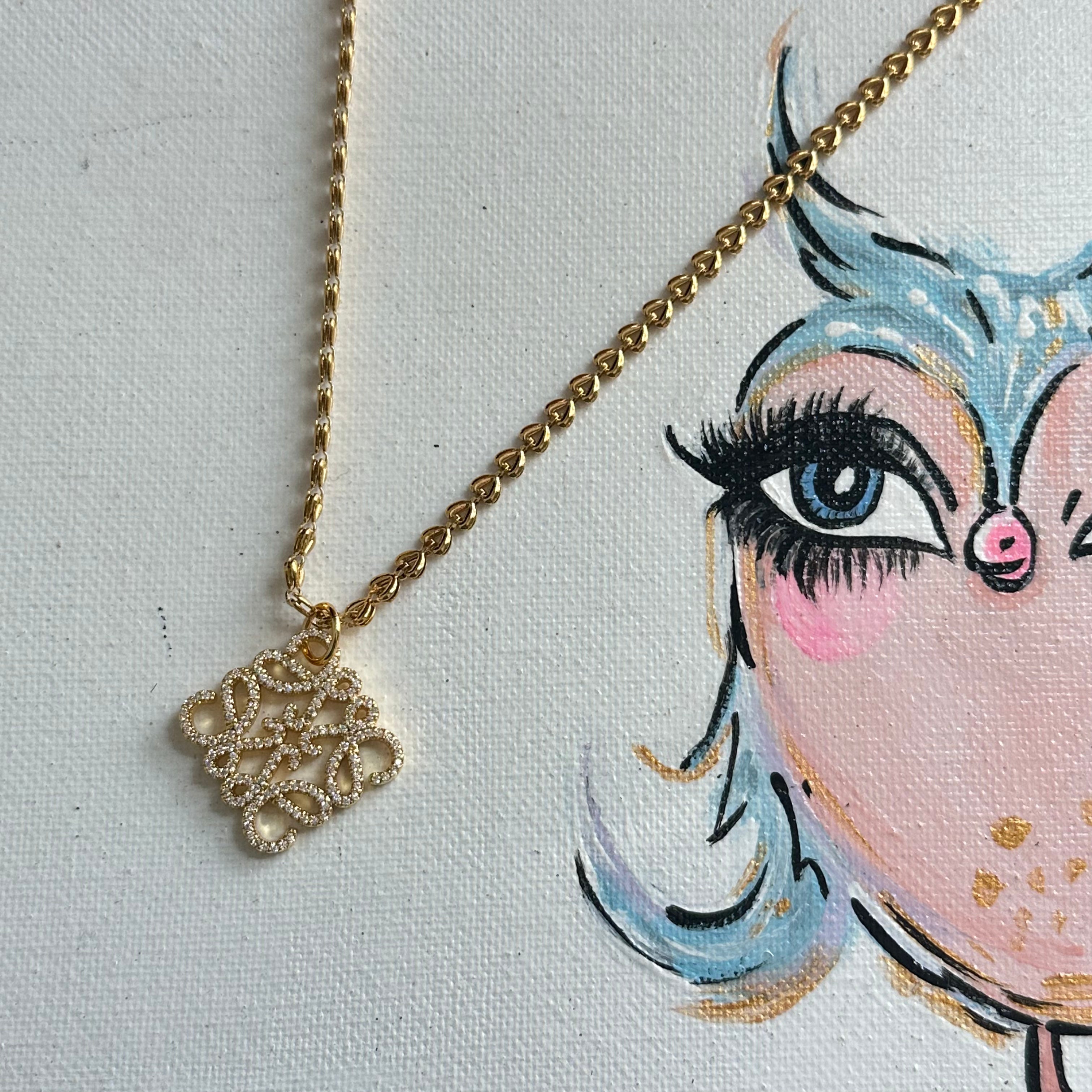 Upcycled Loewe Anagram Blingy Necklace