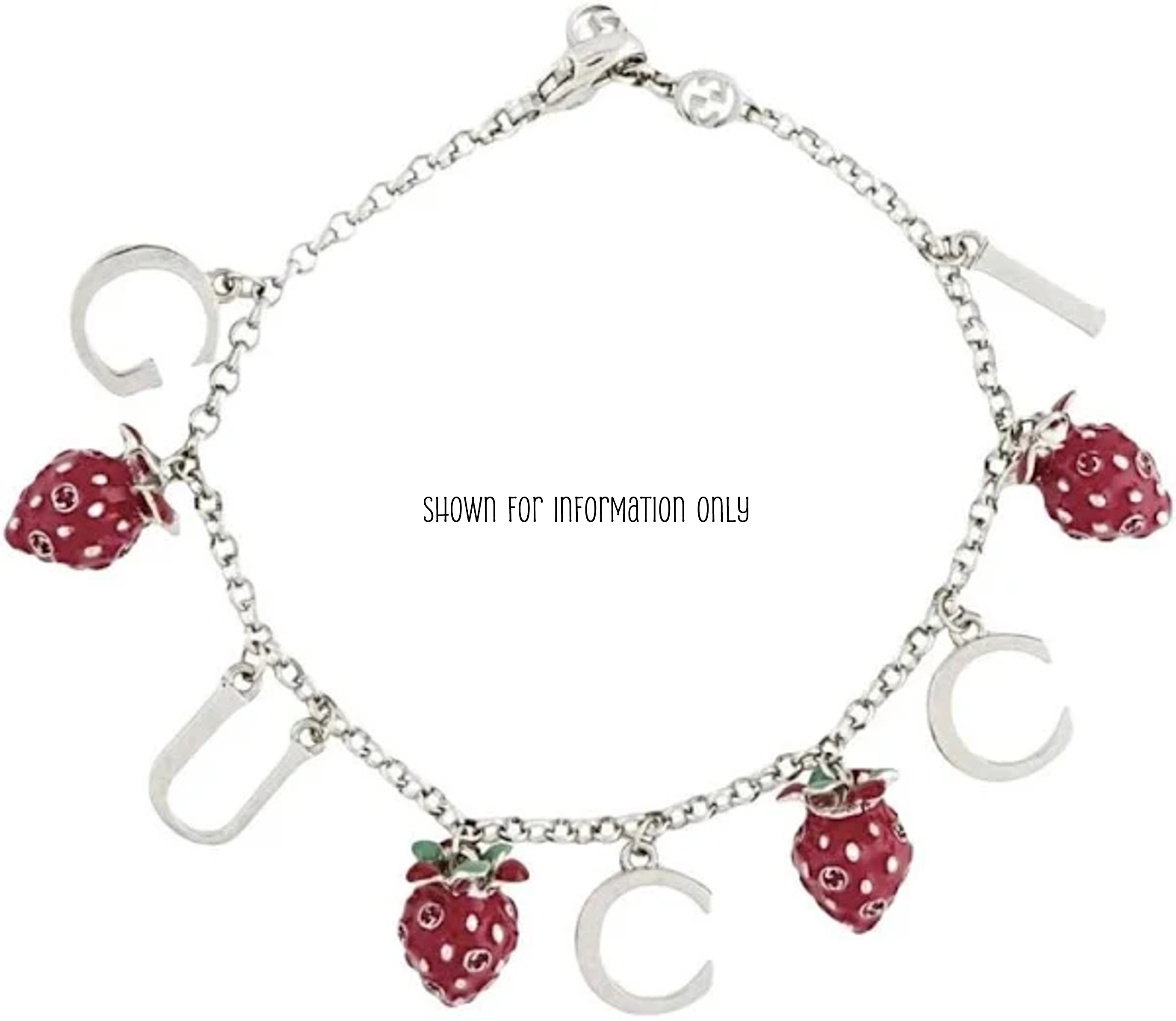 Upcycled Strawberry GG Charm Earrings in Silver