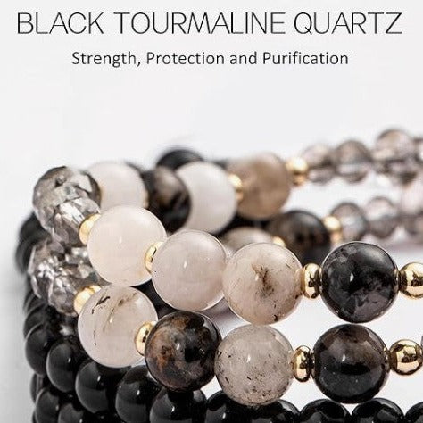 Upcycled LV Button Lanyard/Badge Holder in Black Tourmaline Quartz