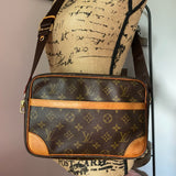 The Sparrow Crossbody - Vintage Monogram in Tan