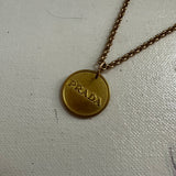 Brass Prada Tag Necklace - Matte Gold Chain