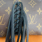 The Junco Crossbody - Vintage Monogram in Black Fringe