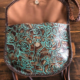 The Peacock Messenger - Vintage Monogram with Turquoise