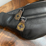 Black Leather Sling Bag/Fanny Pack/Bumbag - Monogram LV