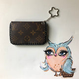 The Chickadee - Leopard Print Vintage Card Holder (Monogram Back/Flap)