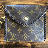 The Cardinal - Red inside Vintage Monogram Card Holder/Wallet/Keychain