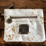 The Mockingbird - Gold Splatter Hair on Hide Wristlet Bag