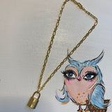 Key to My Heart Brass Padlock on Gold-Filled Paperclip Chain Necklace