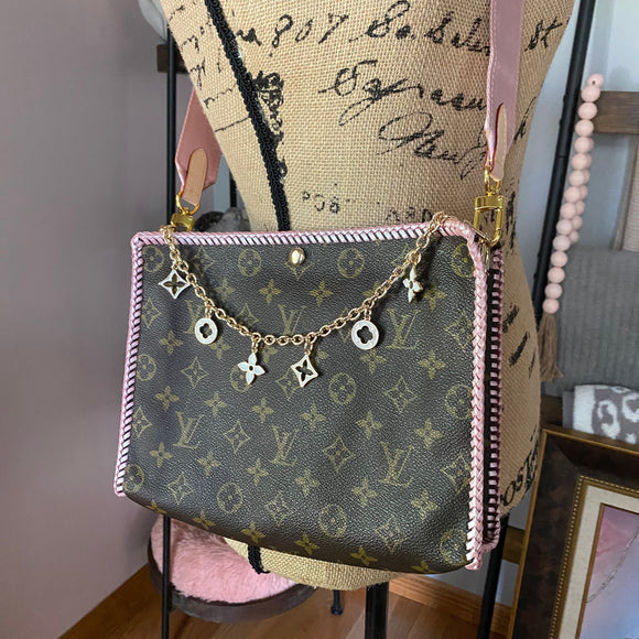 The Swan Crossbody Bag - Vintage Monogram in Blush Pink
