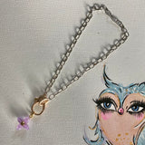 Purple LV Quatrefoil Charm Necklace with fun Rose Gold Clasp