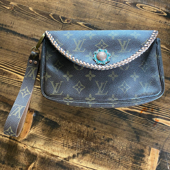 The Junco - Rose Gold Vintage Monogram Wristlet Bag