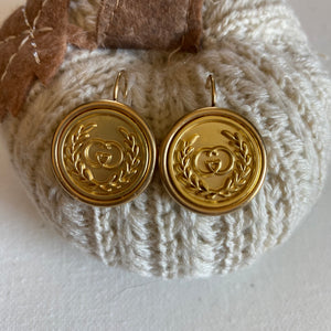 Gold Tone GG Button Earrings