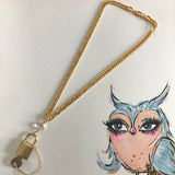 Key to My Heart Brass Padlock & Quatrefoil Crystal on Curb Chain