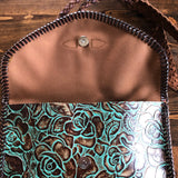 The Peacock Messenger - Vintage Monogram with Turquoise