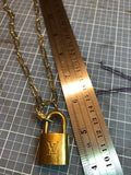 Key to My Heart Brass Padlock Paperclip Chain Necklace