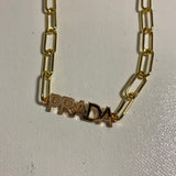 Prada Tag Necklace - Gold on Gold-Filled Paperclip Chain