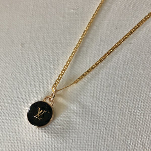 LV button necklace