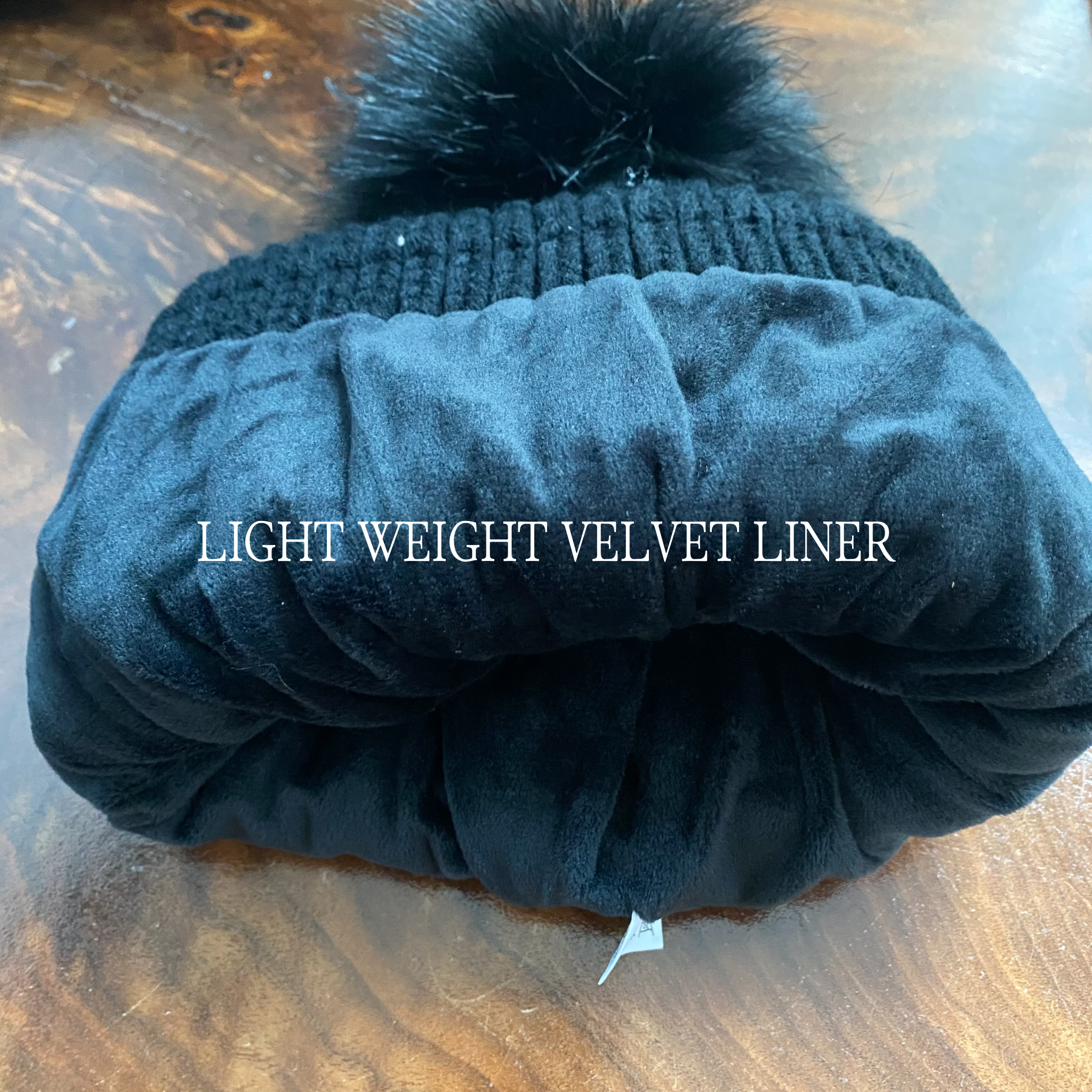 Pom-Pom Beanie Hat - Upcycled LV Patch in Monogram