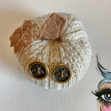 Antique Brass & Gold Gucci Bee Button Earrings