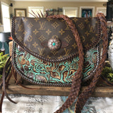 The Peacock Messenger - Vintage Monogram with Turquoise
