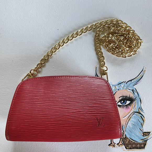 The Kinglet - Vintage Epi in Red Crossbody Bag