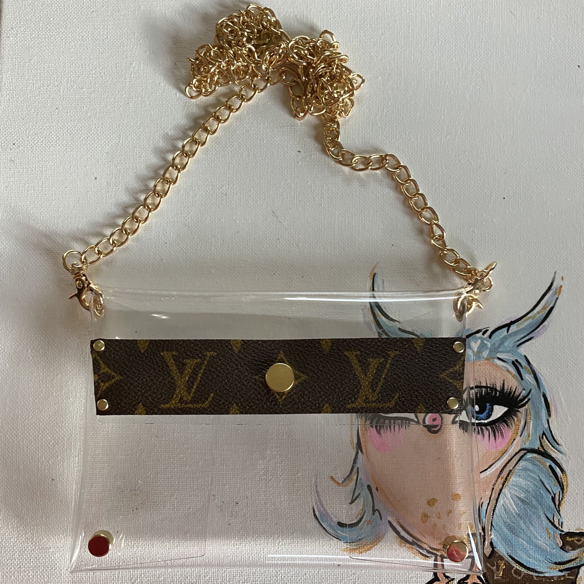 Upcycled Louis Vuitton Monogram Clear Stadium Crossbody Bags