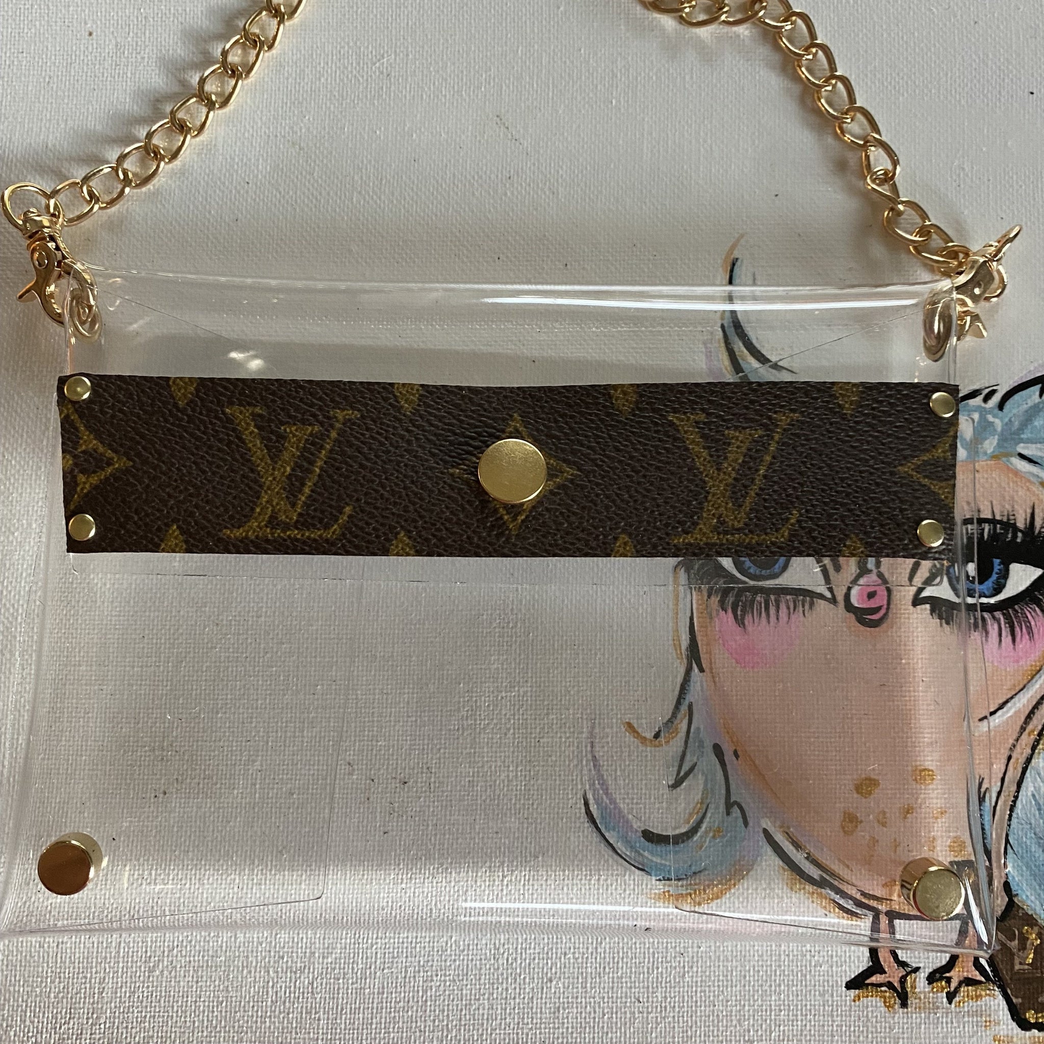 Upcycled Louis Vuitton Monogram Clear Stadium Crossbody Bags