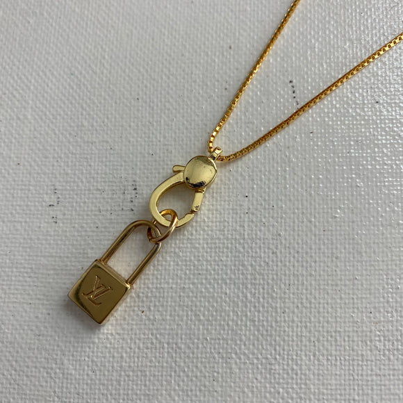 Lock Charm on Gold-Filled Box Chain