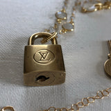 Key to My Heart Brass Padlock on Moonstone Chain