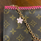 The Junco - Vintage Monogram in Hot Pink Wristlet