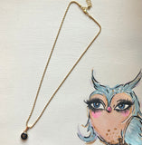 Black LV Button Necklace - Gold Filled Rope Chain