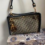 The Swan Crossbody/Tote - Vintage Dior Trotter Canvas in Navy (TWO straps!)