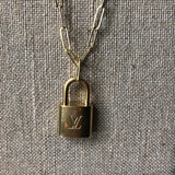 Key to My Heart Brass Padlock Paperclip Chain Necklace