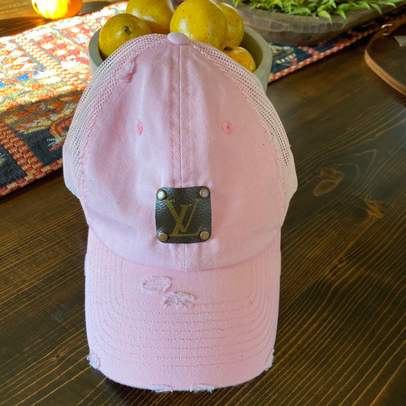 Pink Colored Distressed Trucker Hat - LV – Beauty Bird Vintage