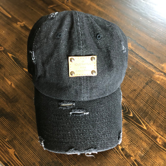 Black Colored Distressed Hat