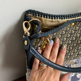 The Swan Crossbody/Tote - Vintage Dior Trotter Canvas in Navy (TWO straps!)