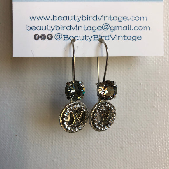 Silver Bling LV Button Earrings