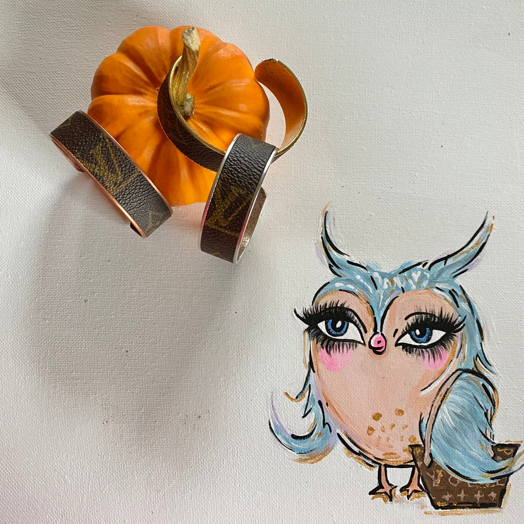 Adjustable Bracelet Cuff in Upcycled LV Monogram