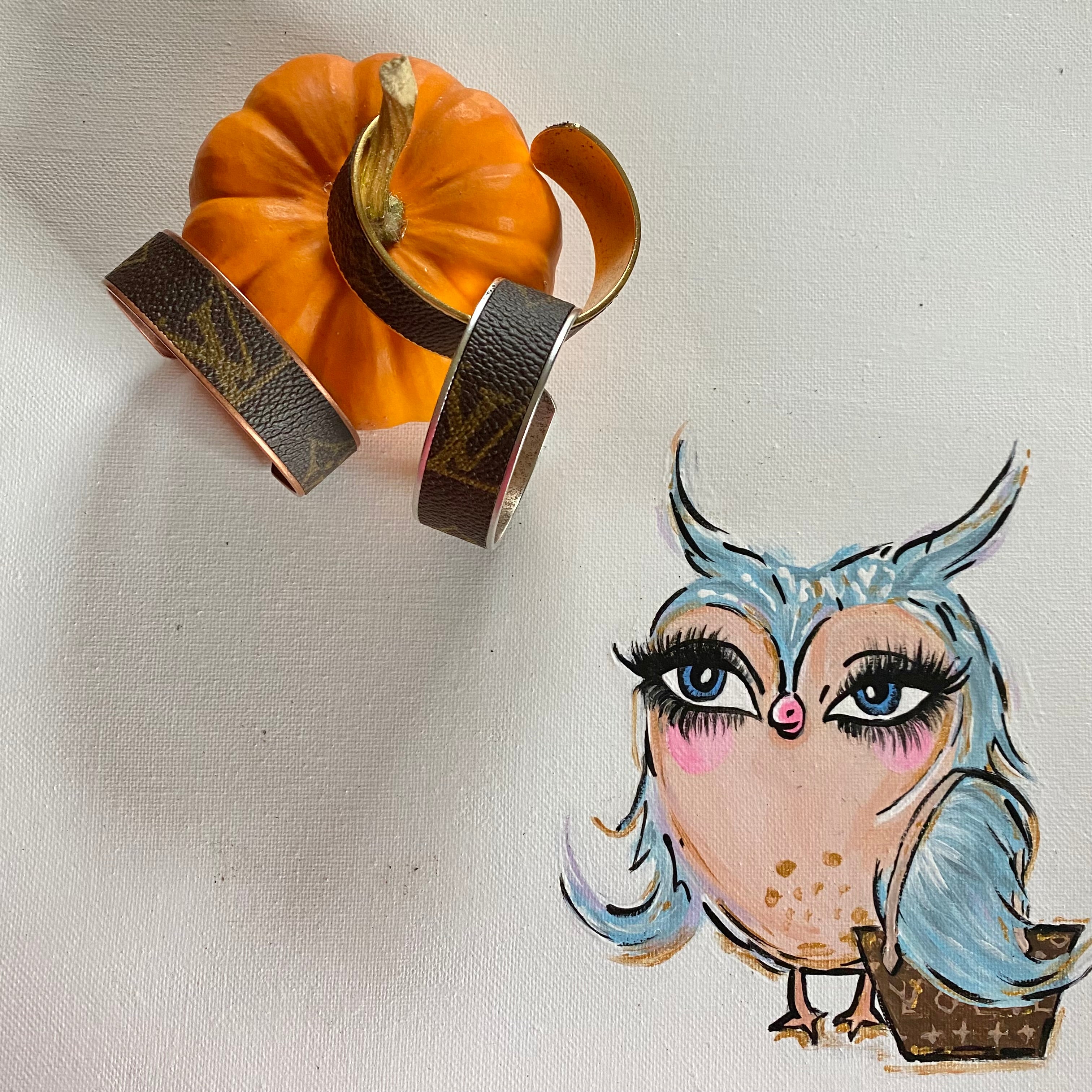 Adjustable Bracelet Cuff in Upcycled LV Monogram