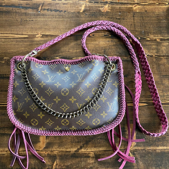 The Peacock - Vintage Monogram Hobo Crossbody in Violet